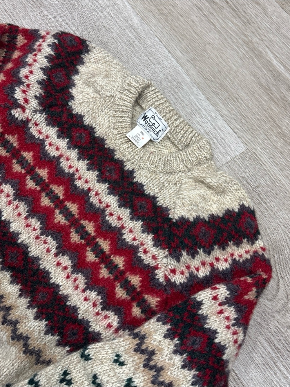 Vintage Woolrich Woman Sweater M (Fit S) Fair Isle Chunky Knit Wool Cottagecore - Picture 1 of 7